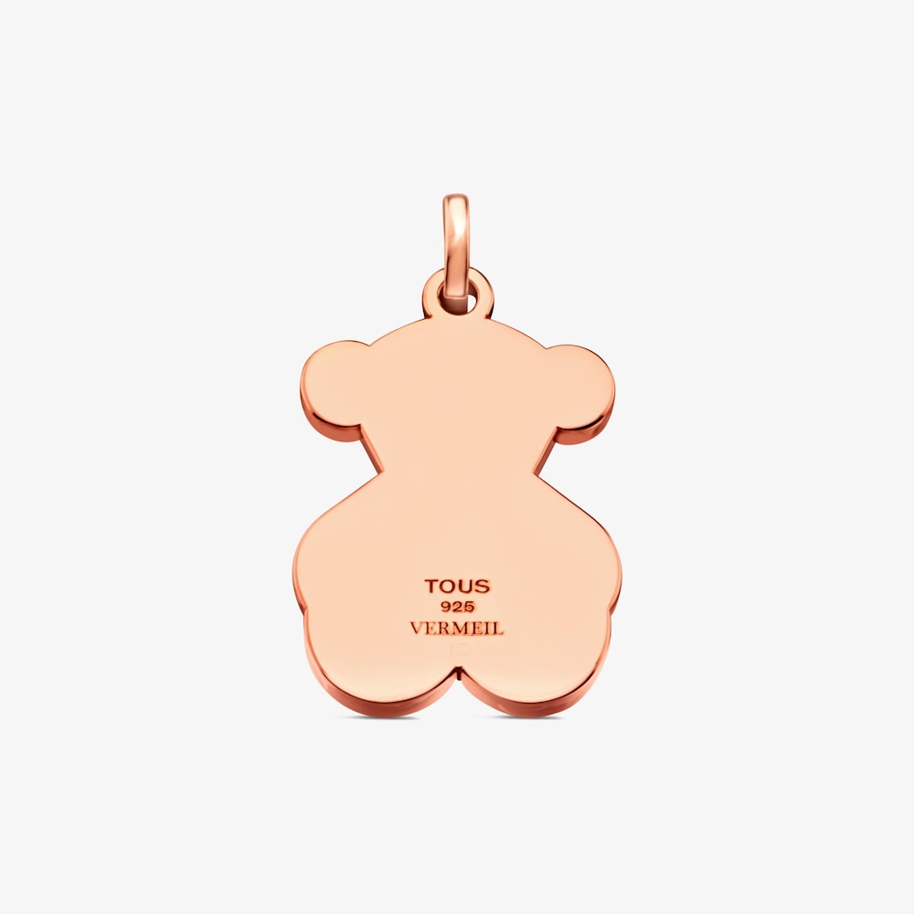 Colgante grande oso con ba&ntilde;o de oro rosa 18 kt sobre plata Sweet Dolls