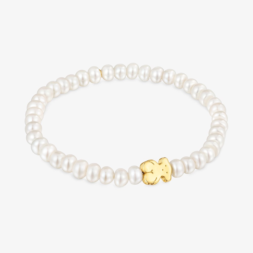 Bransoletka z pereł ze złotym misiem Sweet Dolls