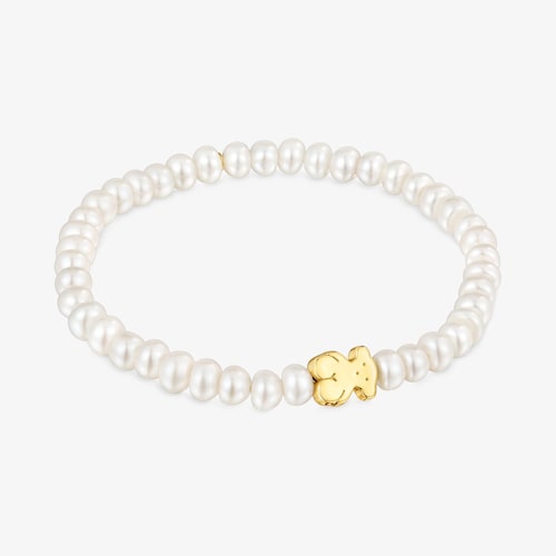 Bransoletka z pereł ze złotym misiem Sweet Dolls