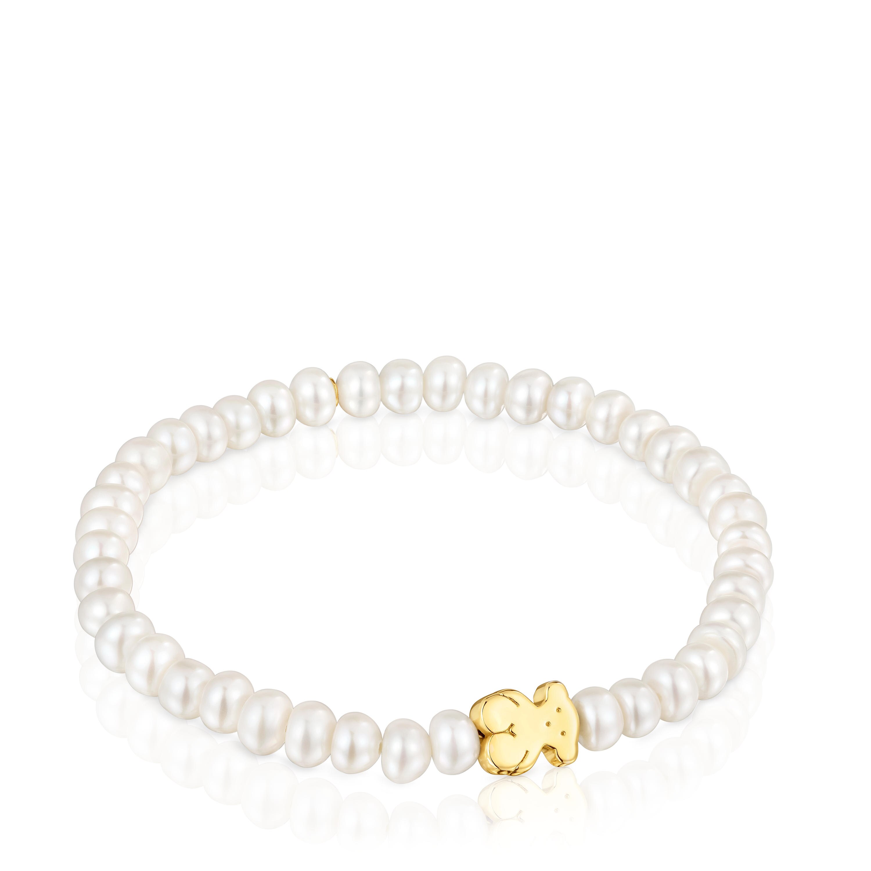 Gold Sweet Dolls Bracelet with pearls and Bear motif