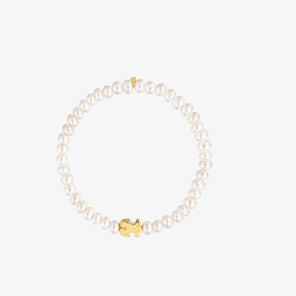 Bransoletka z pereł ze złotym misiem Sweet Dolls