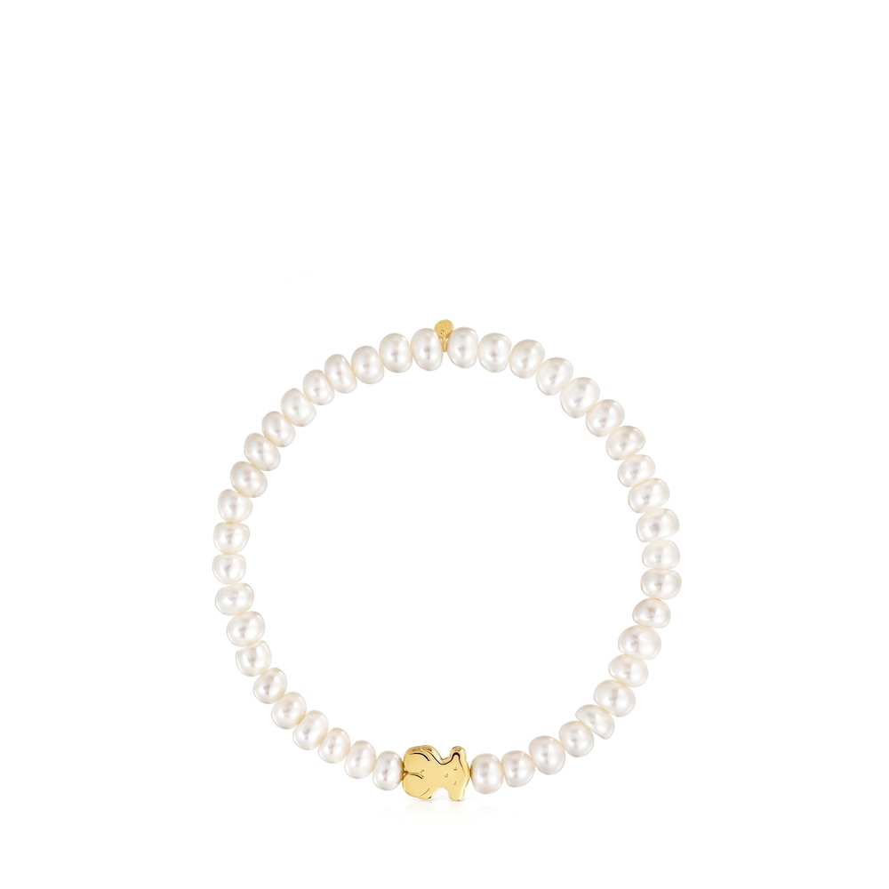 Pulsera elástica en oro amarillo y perlas cultivadas Sweet Dolls image number 1