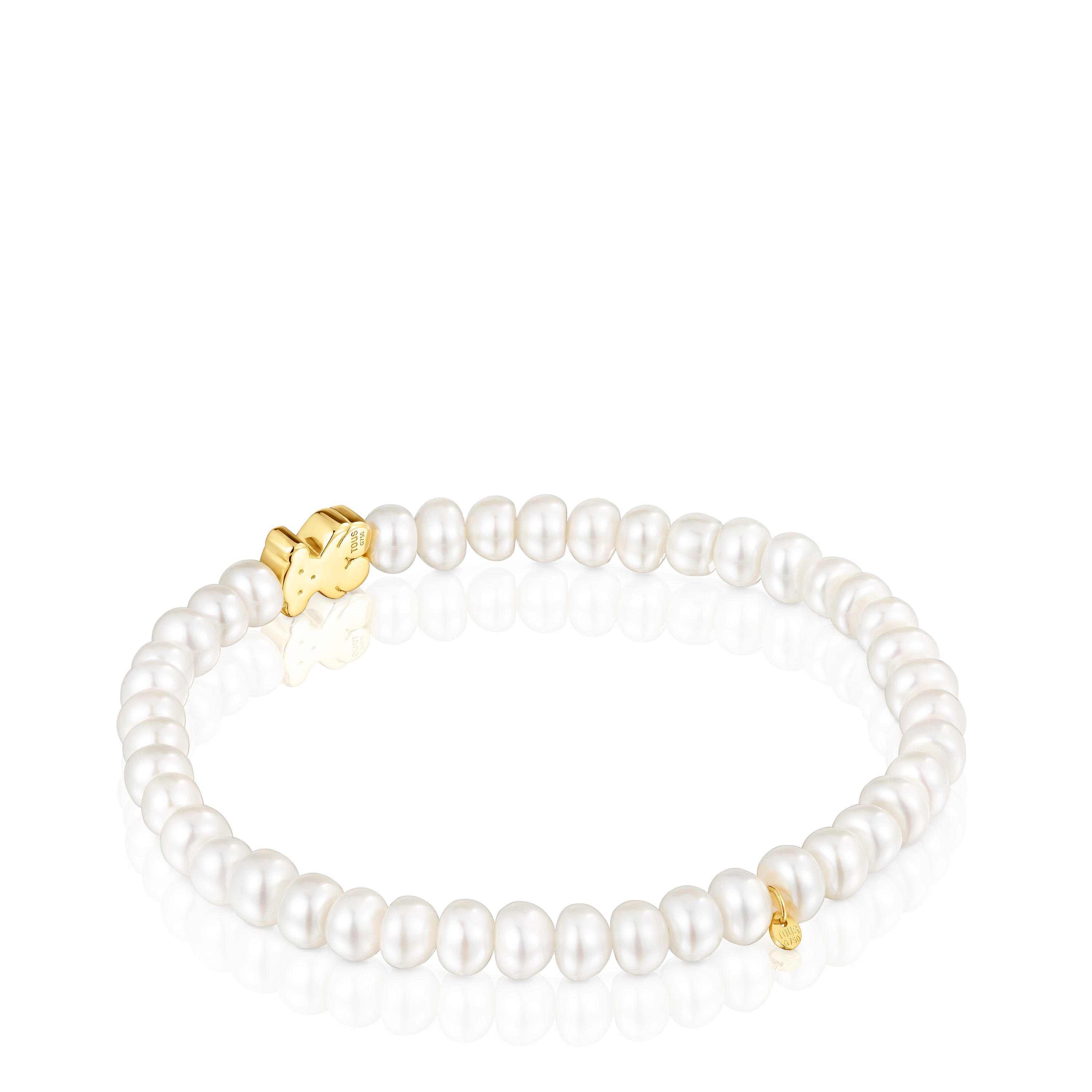 Gold Sweet Dolls Bracelet with pearls and Bear motif
