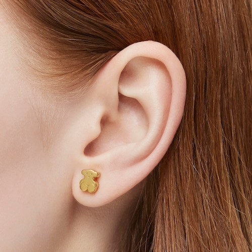 Gold Sweet Dolls Earrings Bear motif Push back