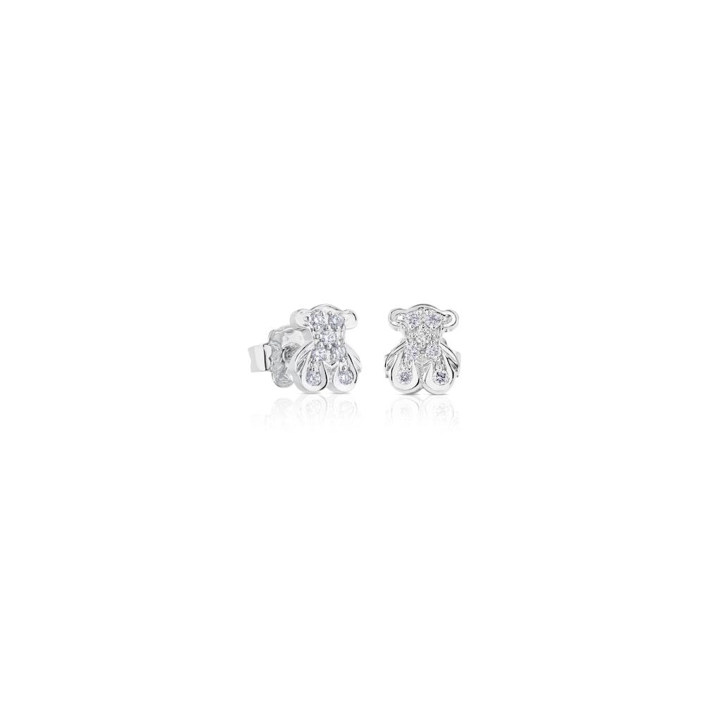 White Gold TOUS Bear Earrings with Diamonds Bear motif