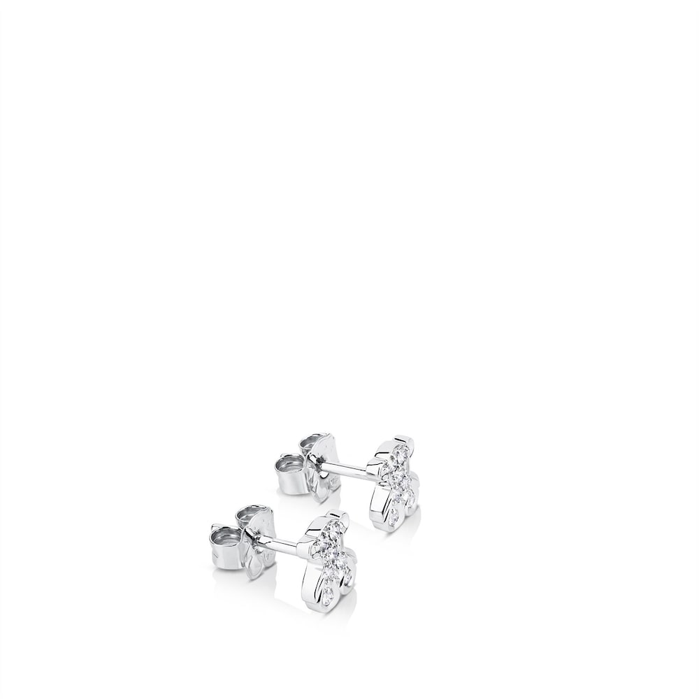 White Gold TOUS Bear Earrings with Diamonds Bear motif