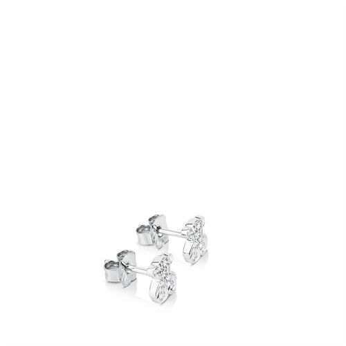 White Gold TOUS Bear Earrings with Diamonds Bear motif