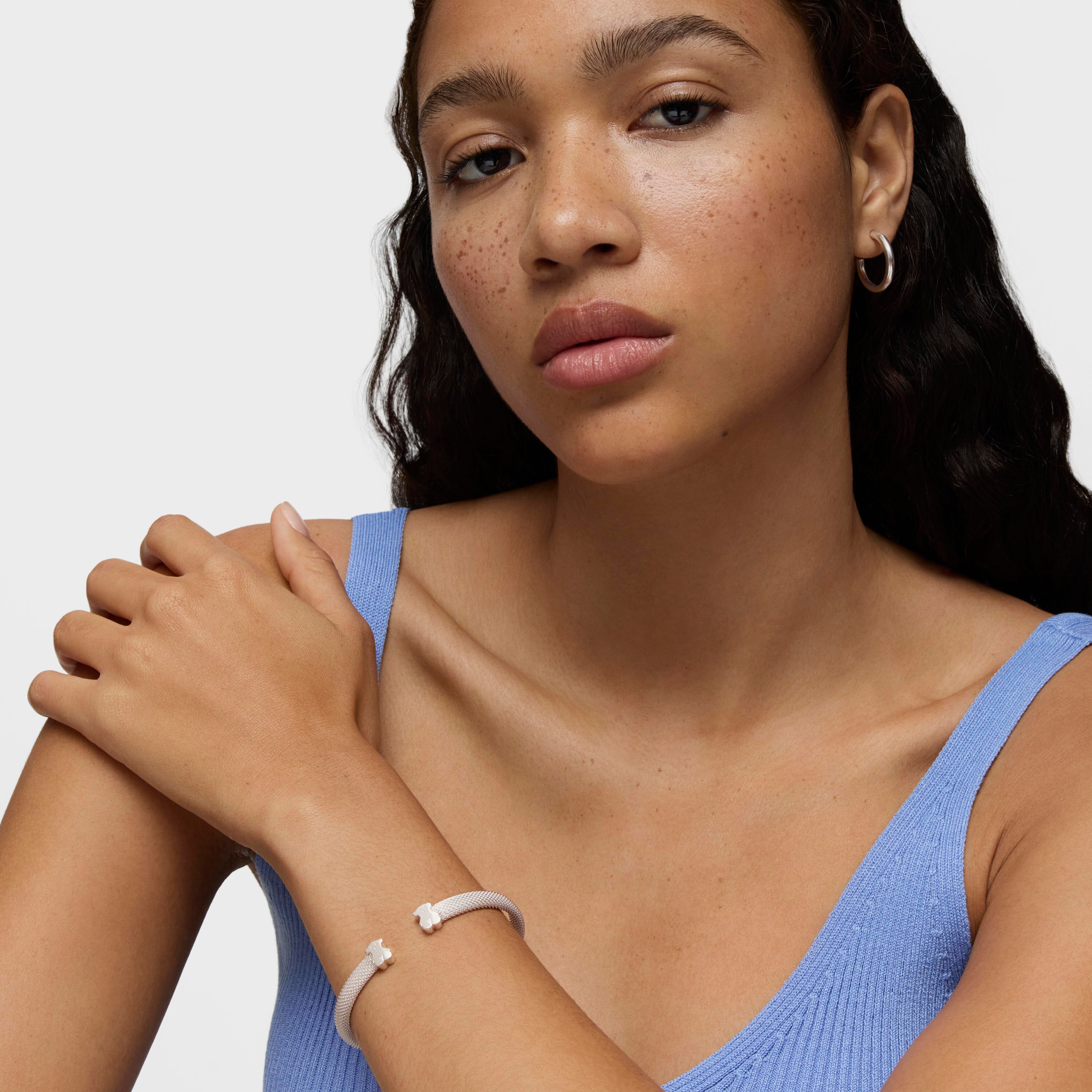 Mesh TOUS Silver Bangle Bear motif