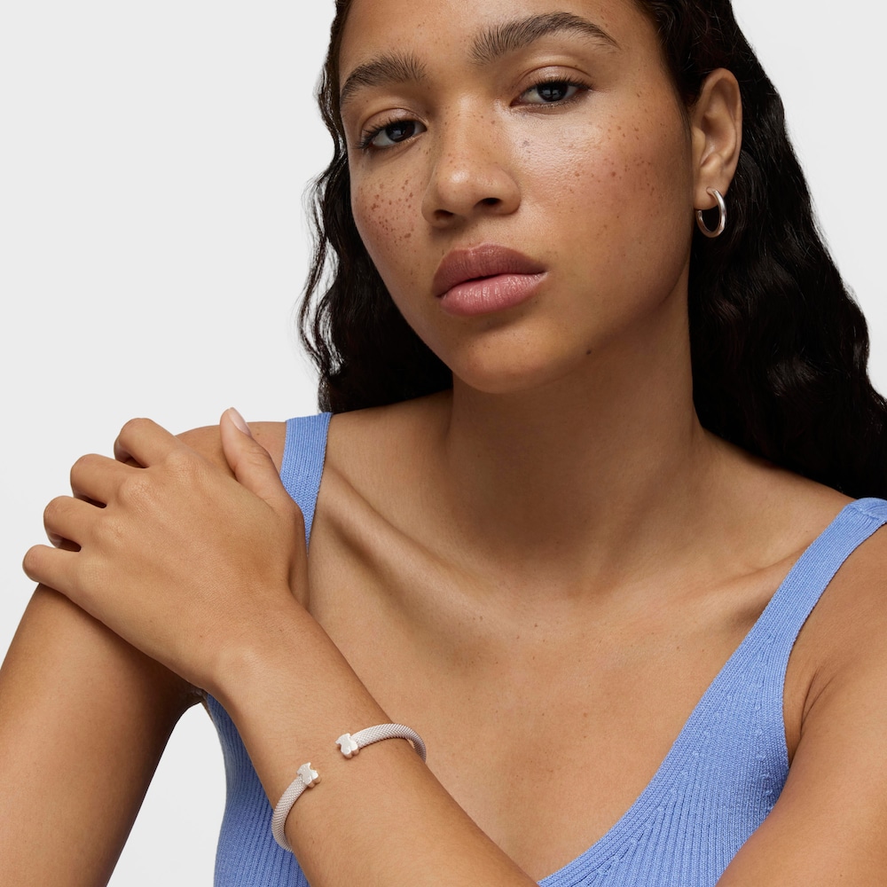 Mesh TOUS Silver Bangle Bear motif