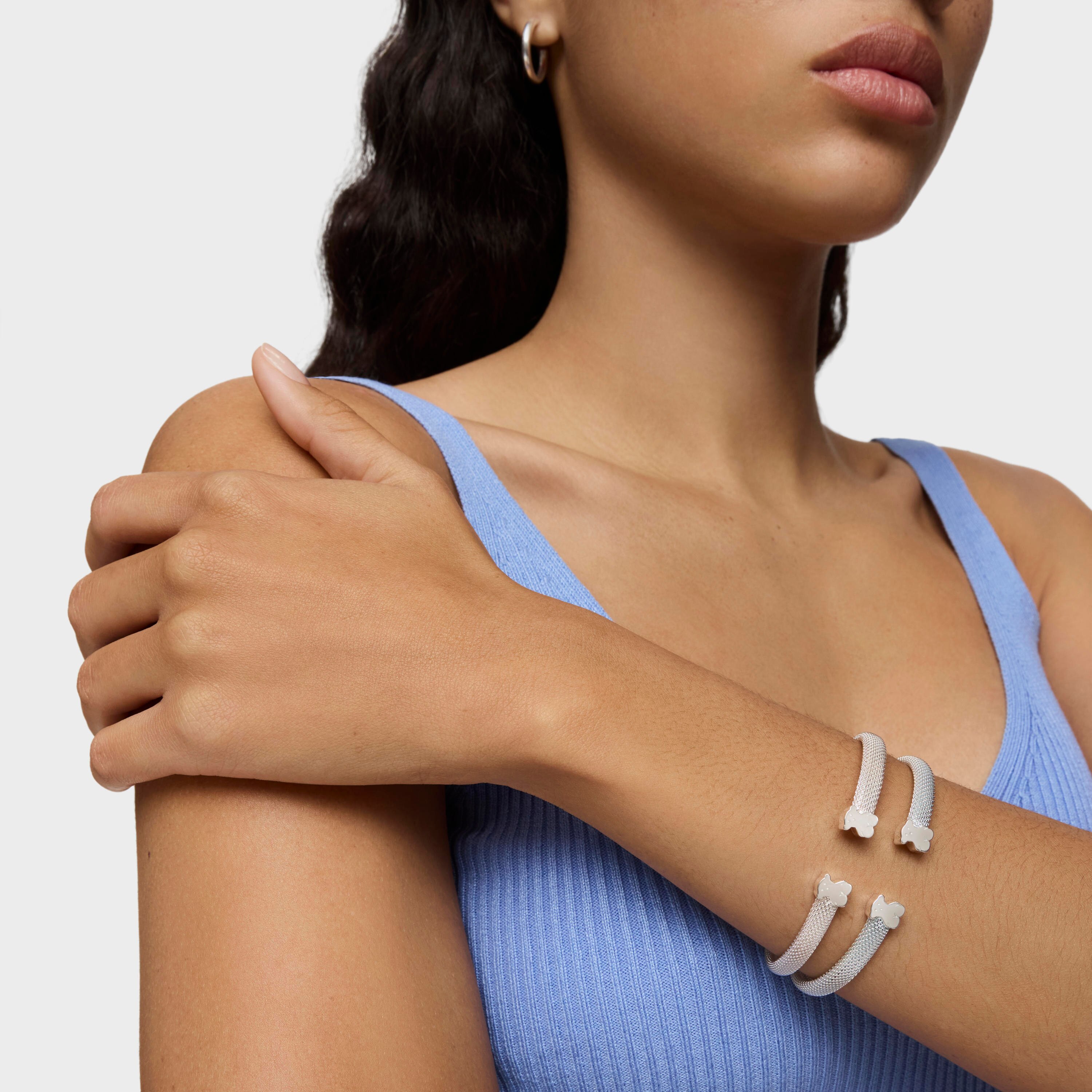 Mesh TOUS Silver Bangle Bear motif