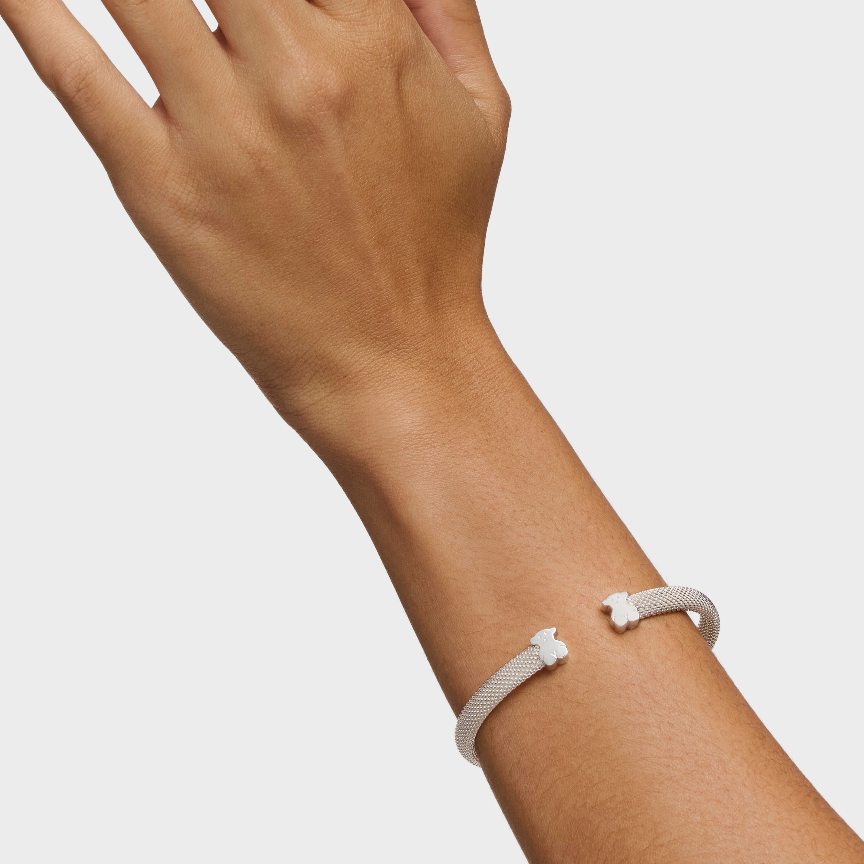 Mesh TOUS Silver Bangle Bear motif