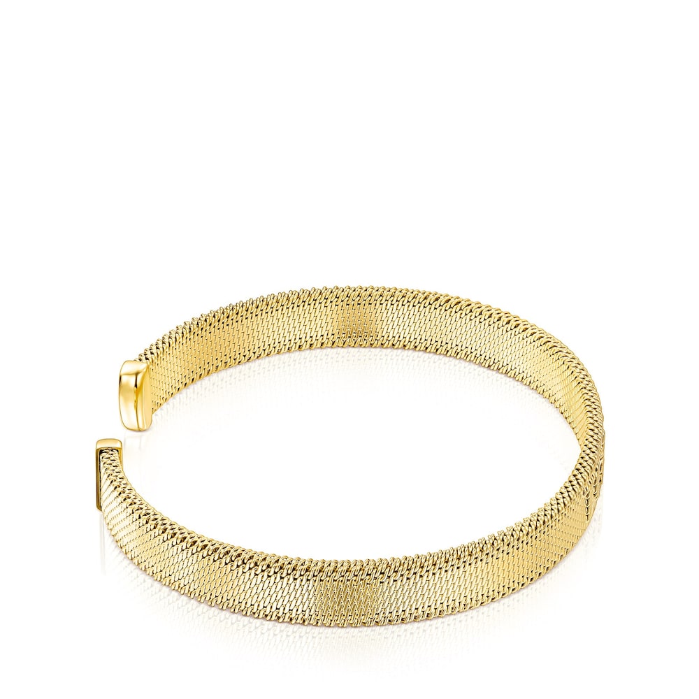 Pulsera de acero IP dorado con letras TOUS en relieve. 0,8cm. 17cm. TOUS Mesh