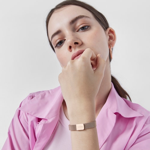 Pulsera de acero IP rosado Mesh