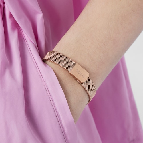 Pulsera de acero IP rosado Mesh
