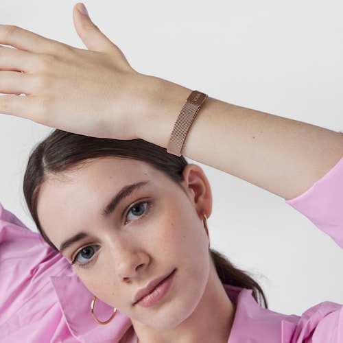 Pulsera de acero IP rosado Mesh