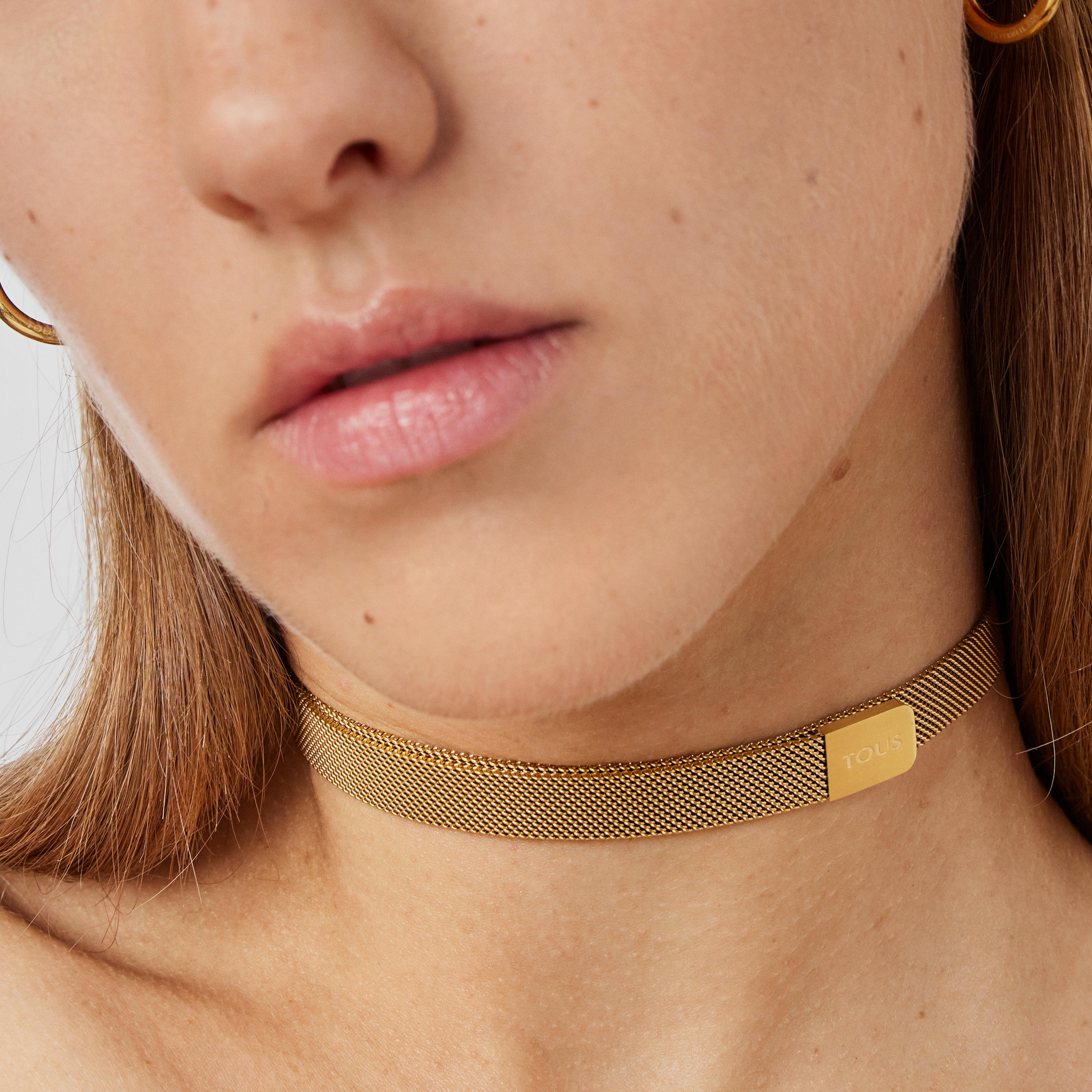 Gold-colored IP Steel Mesh Choker