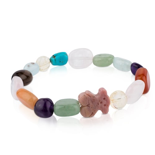 Pulsera de plata con gemas y oso de rodonita TOUS Color