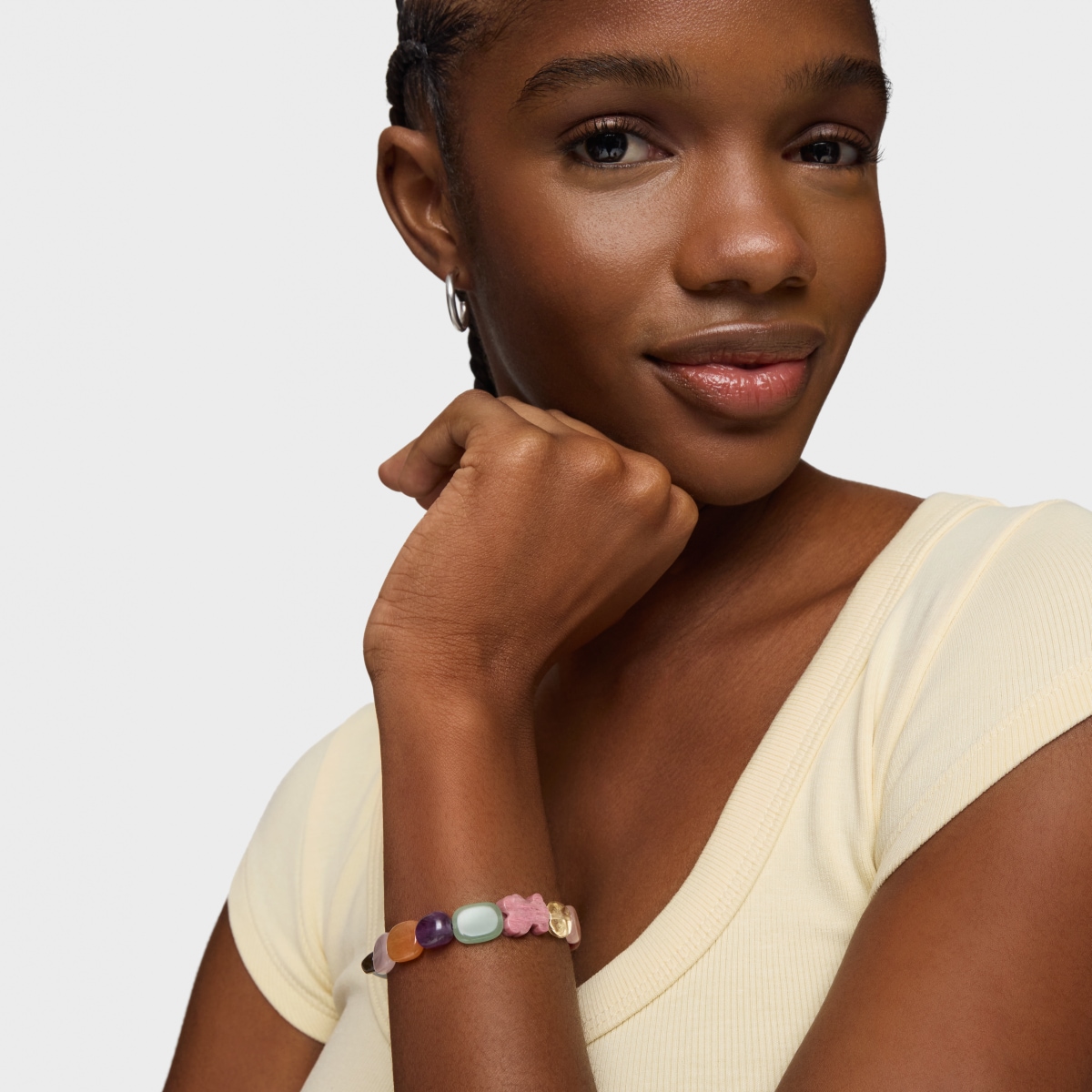 Silver TOUS Color Bracelet with rhodonite