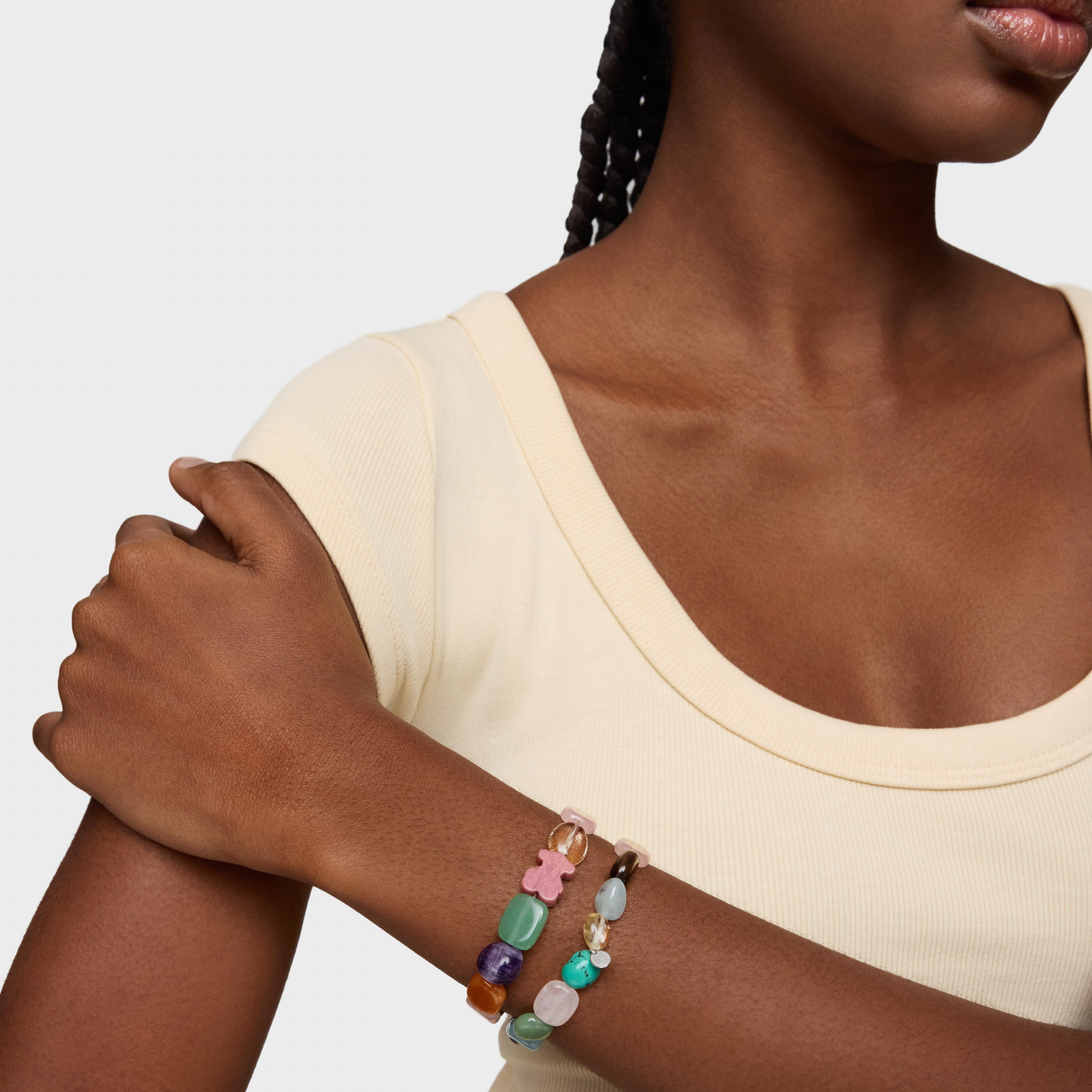 Silver TOUS Color Bracelet with rhodonite