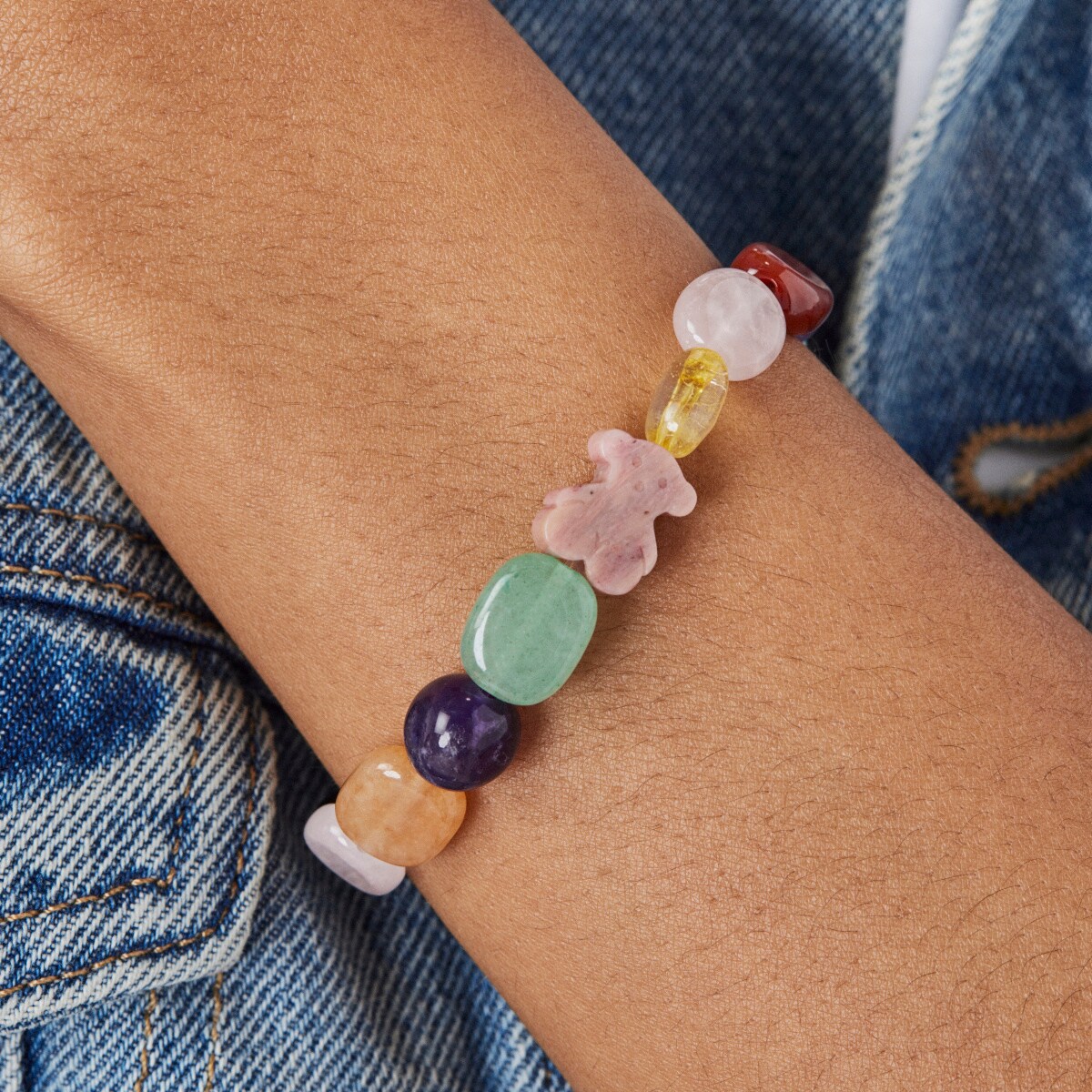 Silver TOUS Color Bracelet with rhodonite