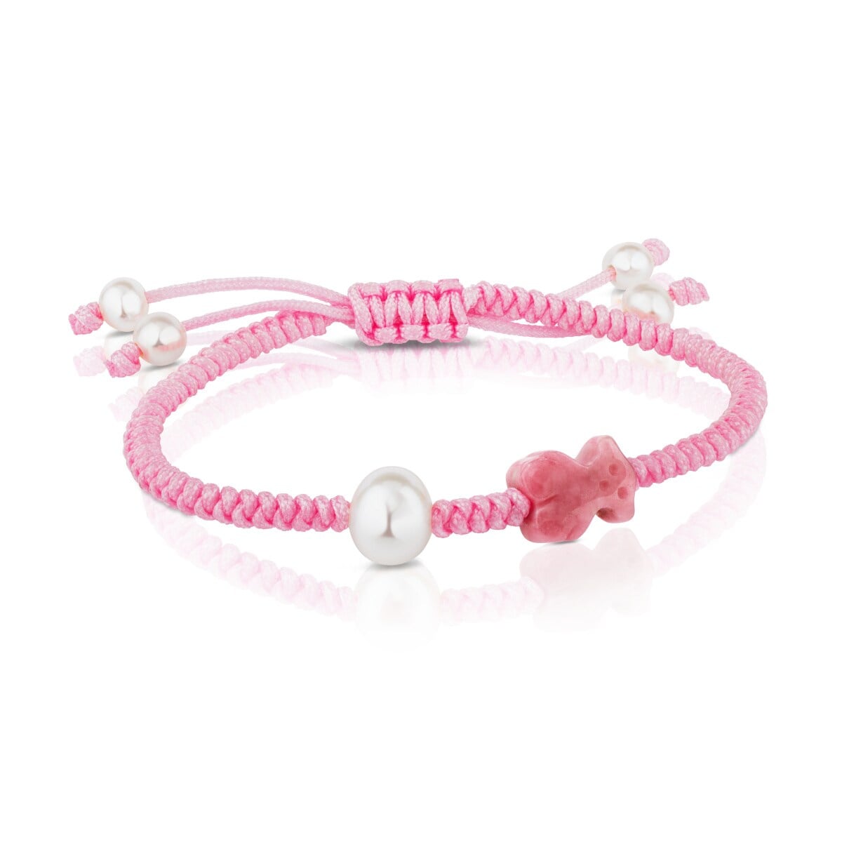 Rhodonite and pearl Tibet Bracelet with Bear motif