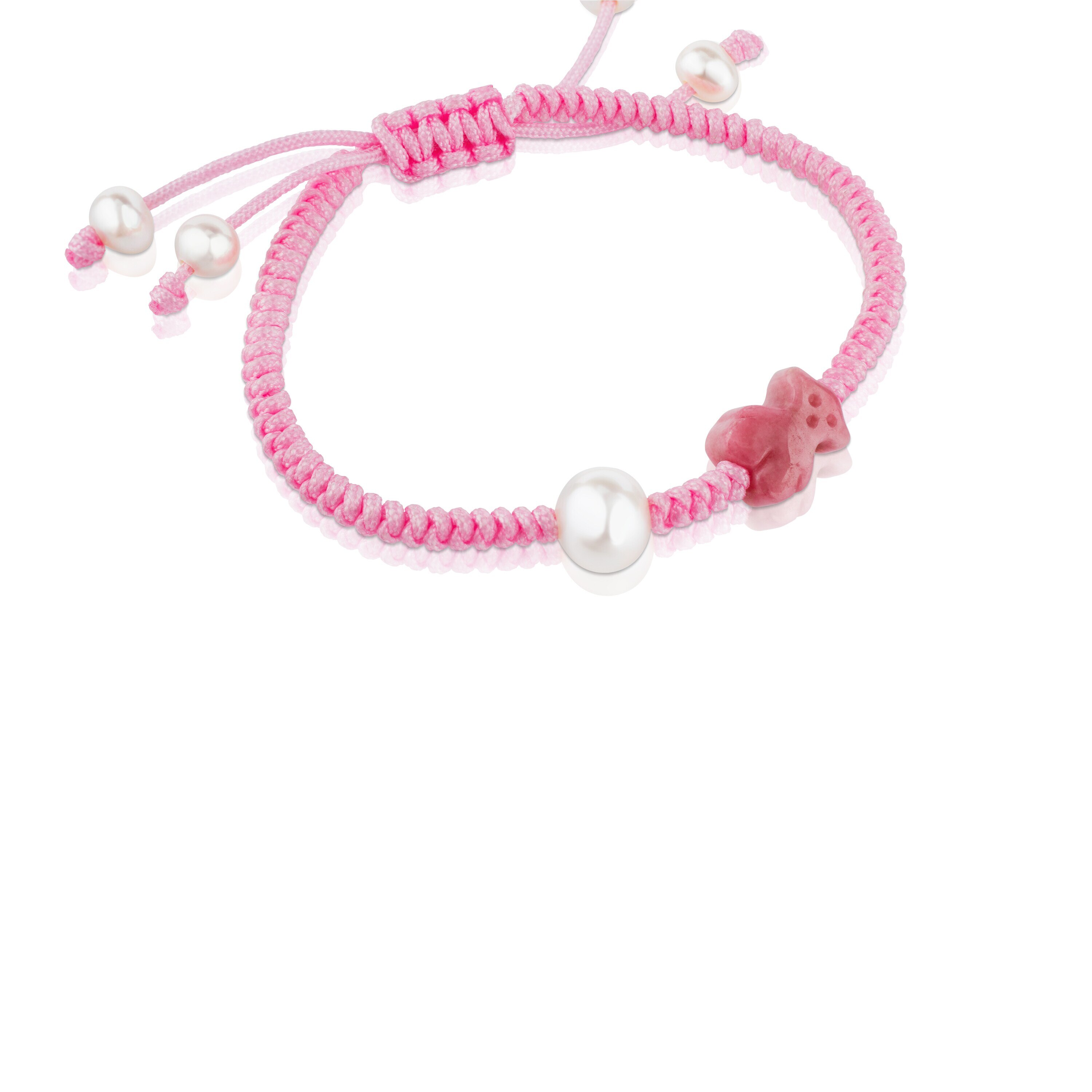 Rhodonite and pearl Tibet Bracelet with Bear motif