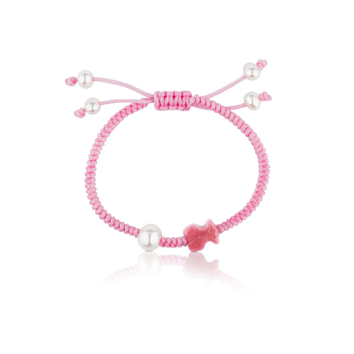 Rhodonite and pearl Tibet Bracelet with Bear motif