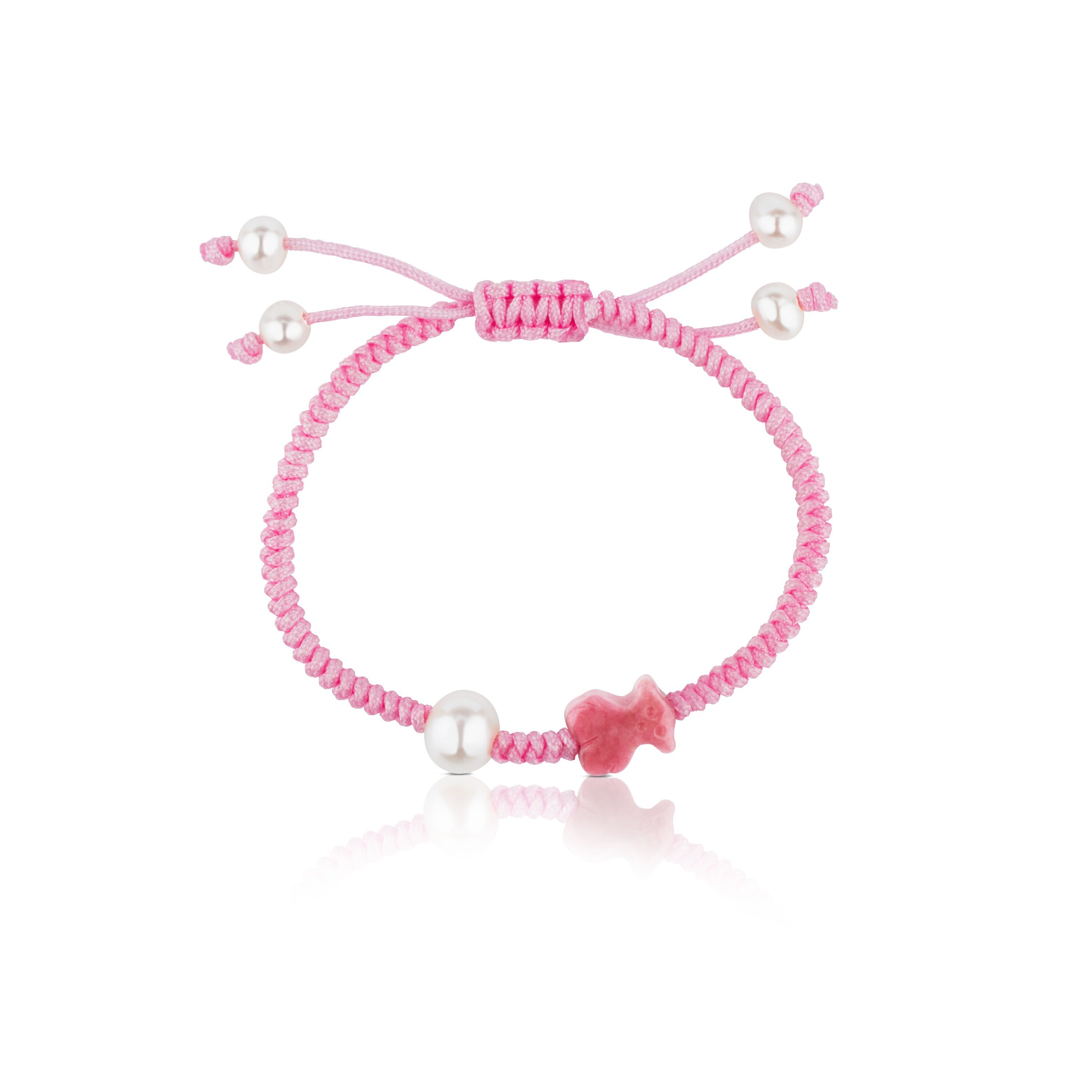 Rhodonite and pearl Tibet Bracelet with Bear motif