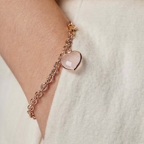 Pulseira Sweet Dolls Color em Prata Vermeil rosa e Quartzo rosa