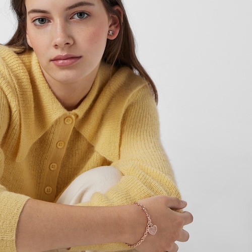 Pulseira Sweet Dolls Color em Prata Vermeil rosa e Quartzo rosa