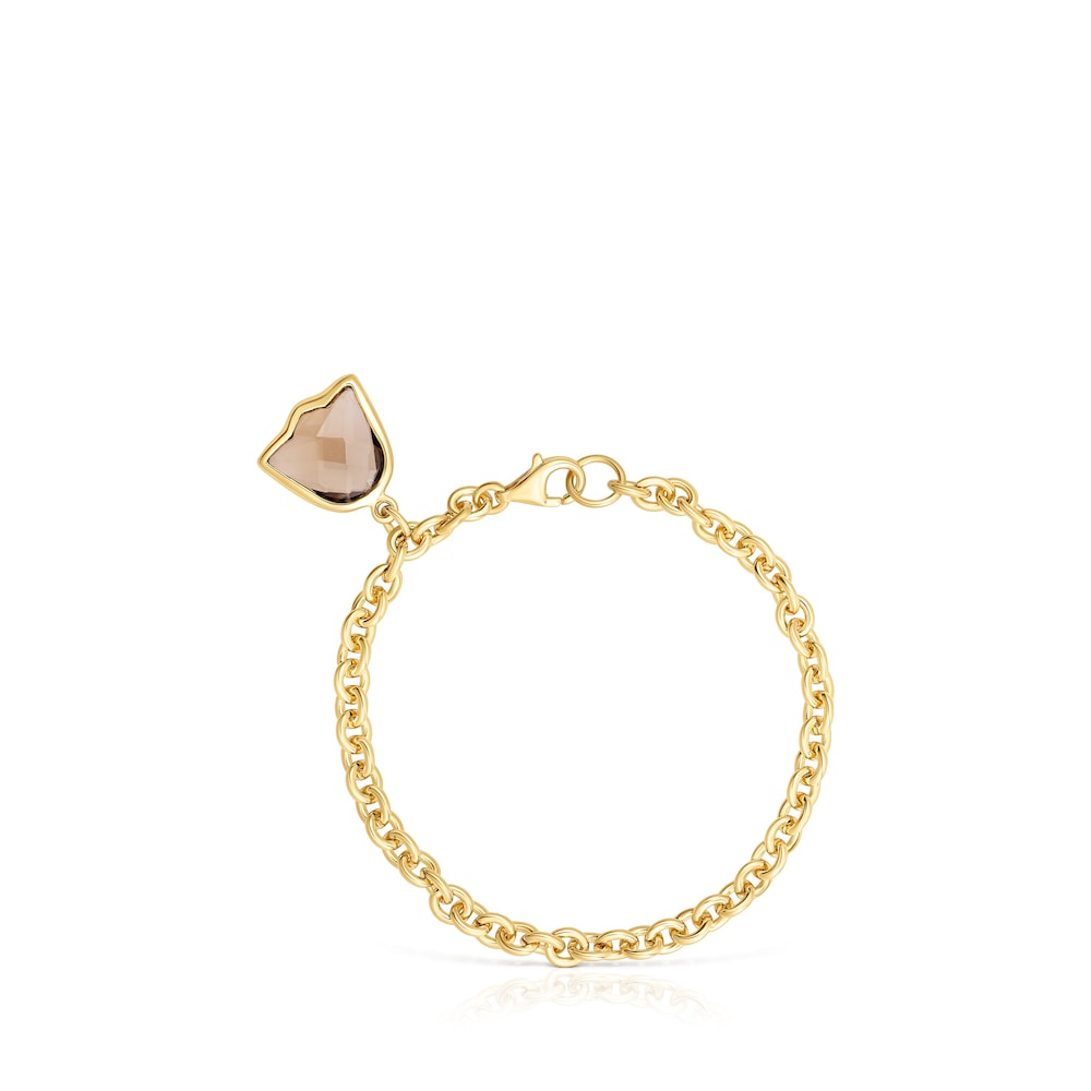 Silver Vermeil and smokey Quartz Sweet Dolls Color Bracelet