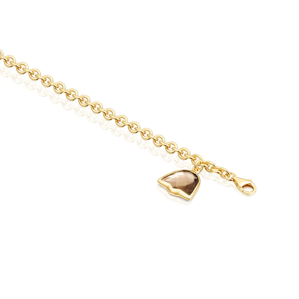 Pulsera Sweet Dolls Color con ba&ntilde;o de oro 18 kt sobre plata y Cuarzo ahumado