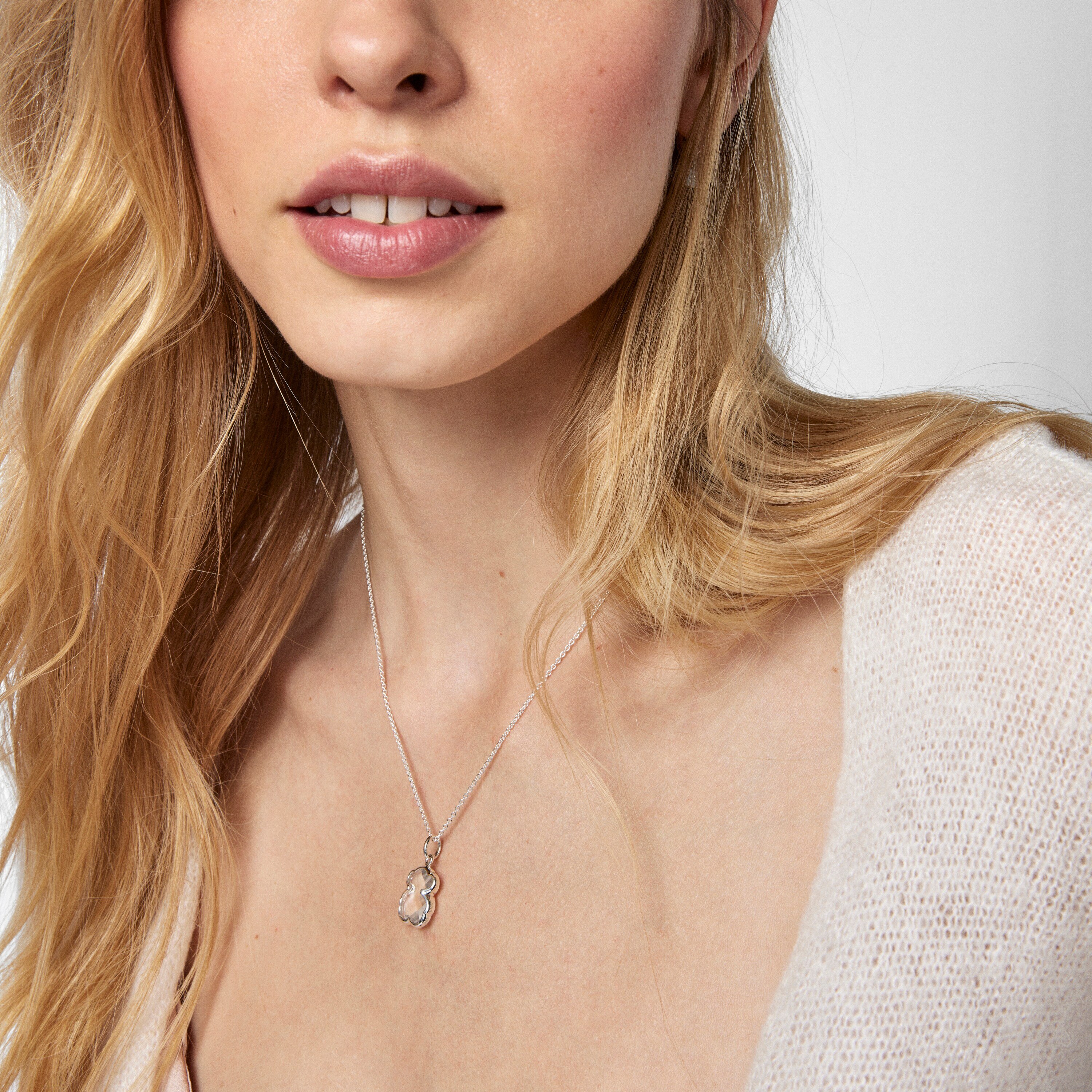 Silver and rock Crystal Sweet Dolls Color Necklace