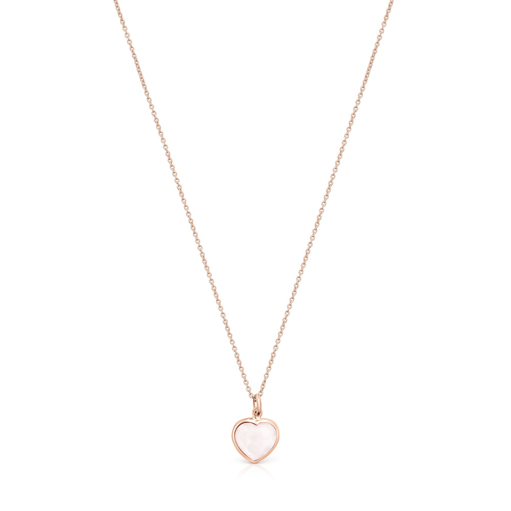 Collar Sweet Dolls Color con ba&ntilde;o de oro rosa 18 kt sobre plata y Cuarzo rosa