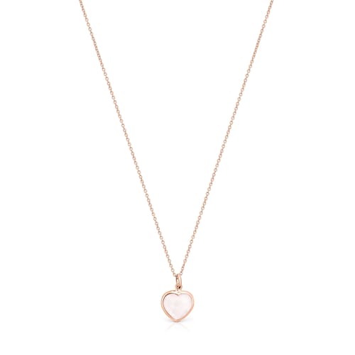 Collar con baño de oro rosa 18 kt sobre plata y cuarzo rosa Sweet Dolls Color image number 0