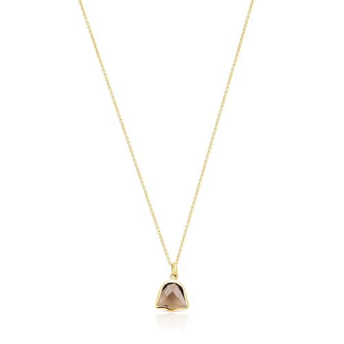 Collar con ba&ntilde;o de oro 18 kt sobre plata y cuarzo ahumado Sweet Dolls Color