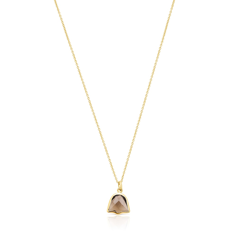 Silver Vermeil and smokey Quartz Sweet Dolls Color Necklace