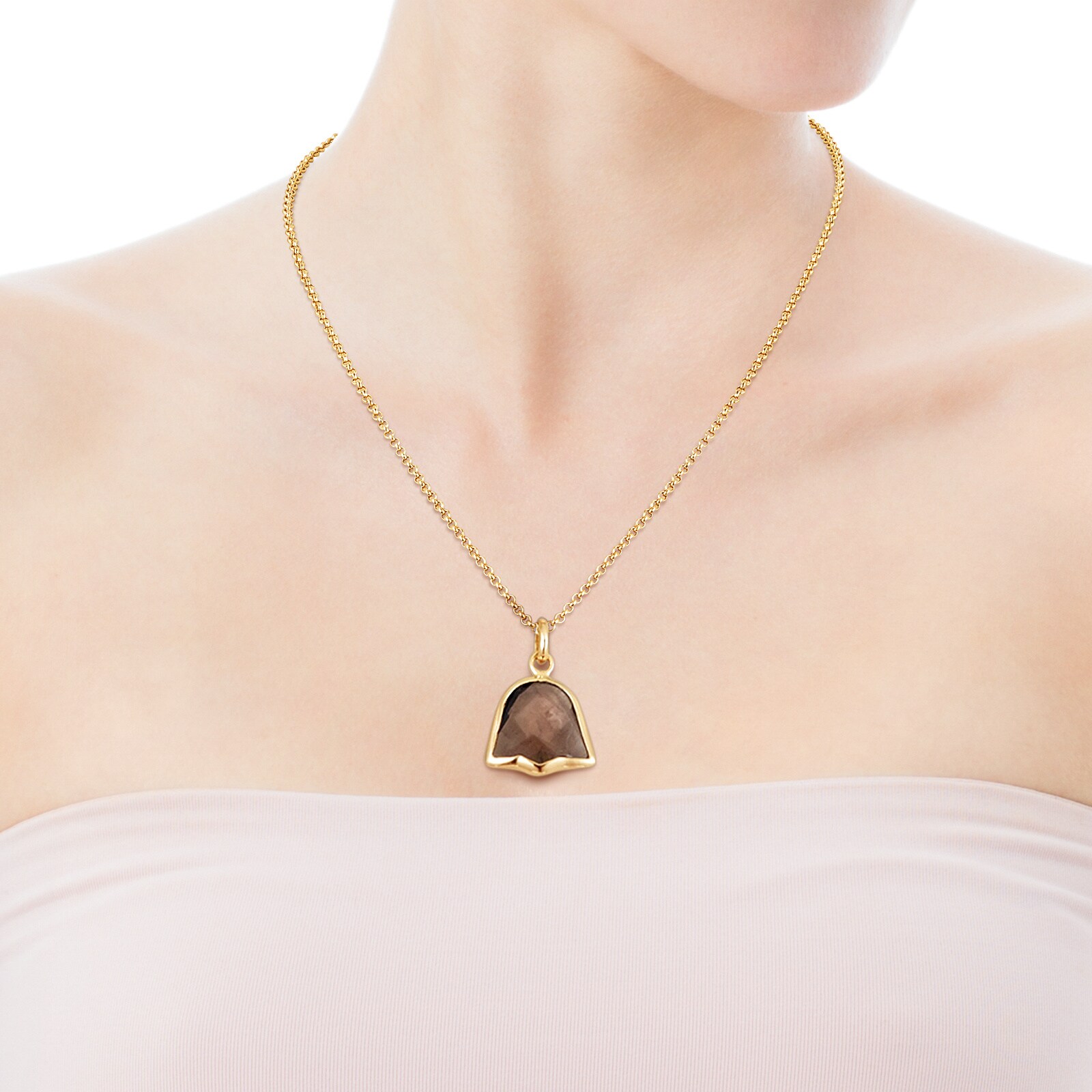18K gold vermeil and smokey Quartz Sweet Dolls Color Necklace