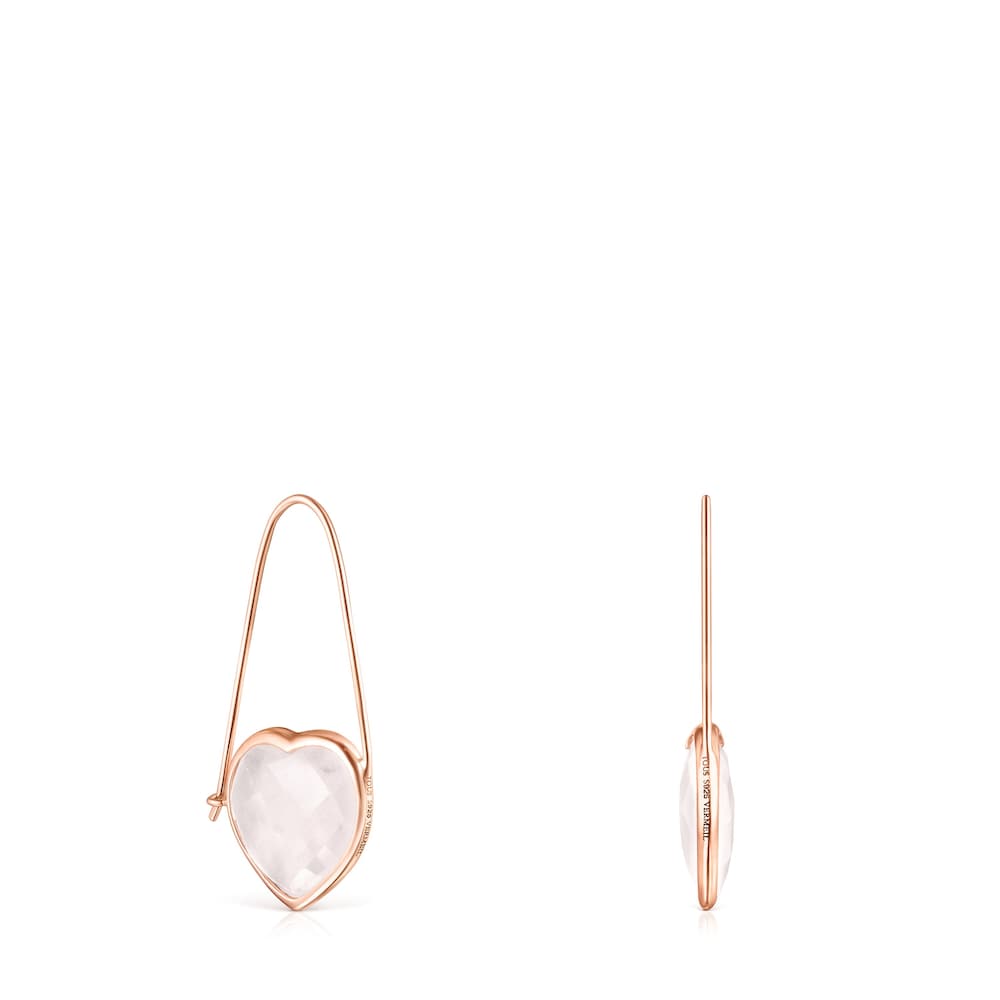 Rose Silver Vermeil and rose Quartz Sweet Dolls Color Earrings