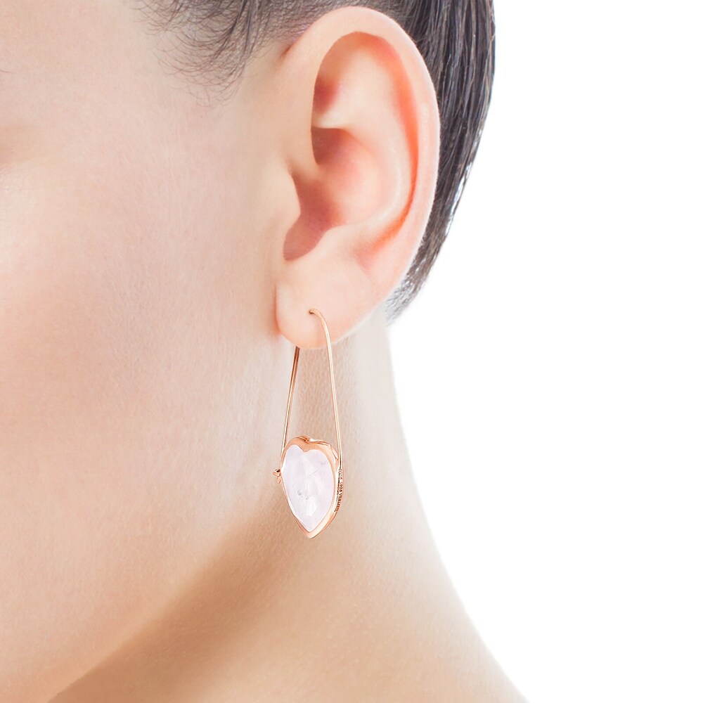 Rose Silver Vermeil and rose Quartz Sweet Dolls Color Earrings