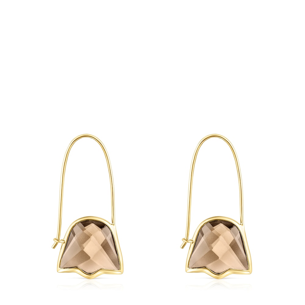 Silver Vermeil and smoky Quartz Sweet Dolls Color Earrings