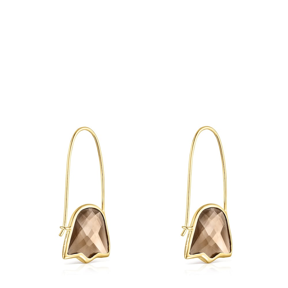 Silver Vermeil and smoky Quartz Sweet Dolls Color Earrings