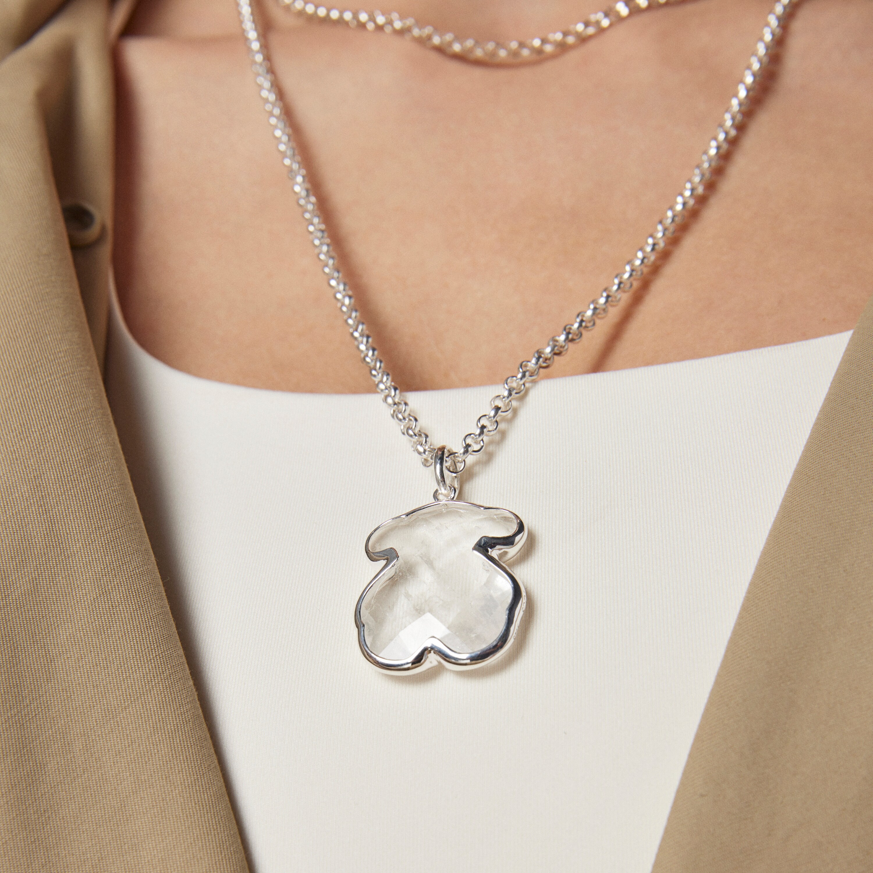 Silver and rock Crystal Sweet Dolls Color Pendant