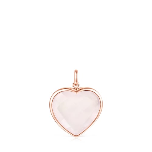 Colgante con ba&ntilde;o de oro rosa 18 kt sobre plata y cuarzo rosa Sweet Dolls Color