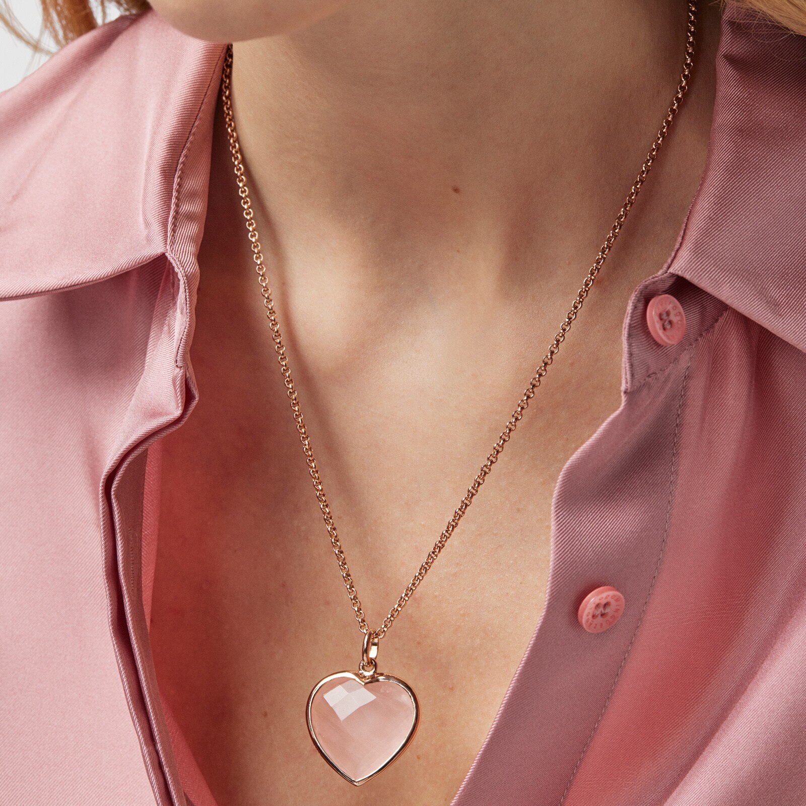 Rose Silver Vermeil and pink Quartz Sweet Dolls Color Pendant