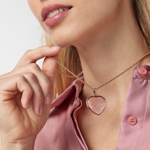 Rose Silver Vermeil and pink Quartz Sweet Dolls Color Pendant