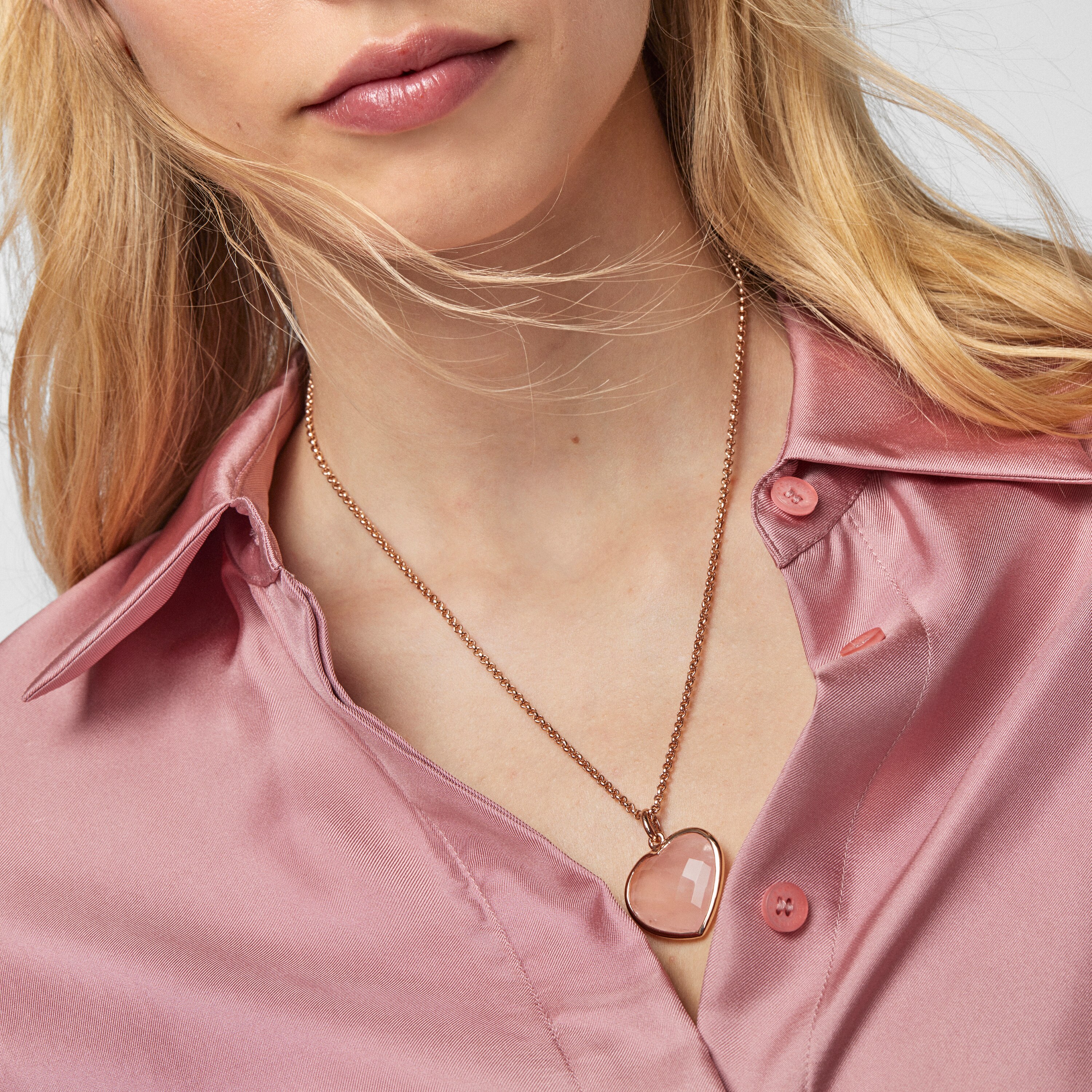 Rose Silver Vermeil and pink Quartz Sweet Dolls Color Pendant