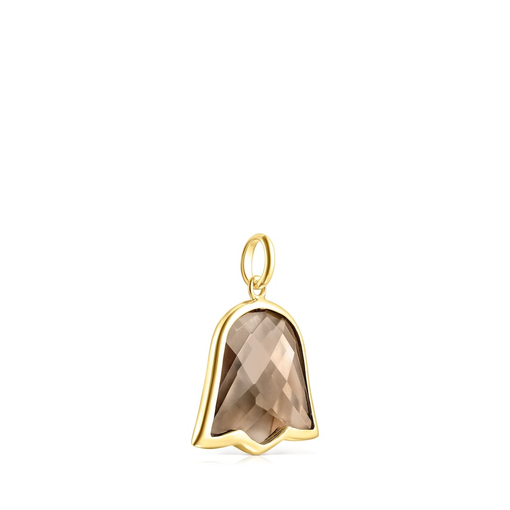 Colgante con baño de oro 18 kt sobre plata y cuarzo ahumado Sweet Dolls Color image number 1
