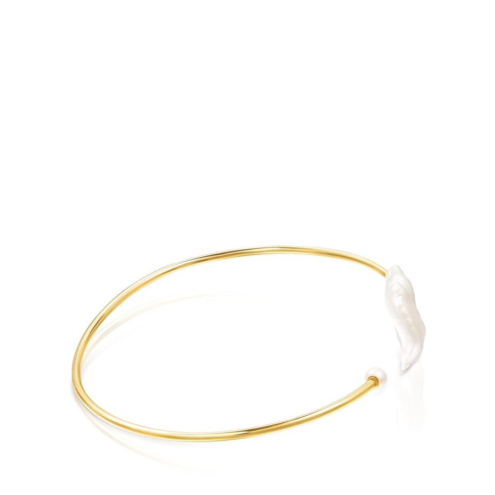 Pulseira Nenufar p&eacute;tala em Prata vermeil e P&eacute;rolas