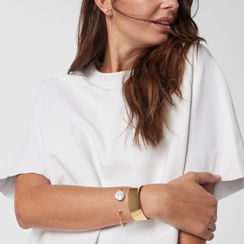 Pulseira Nenufar p&eacute;tala em Prata vermeil e P&eacute;rolas